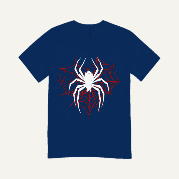 White Spider Red Web T-shirt Navy Blue