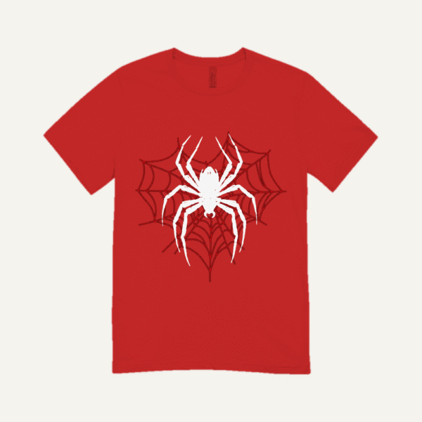 White Spider Red Web T-shirt Red